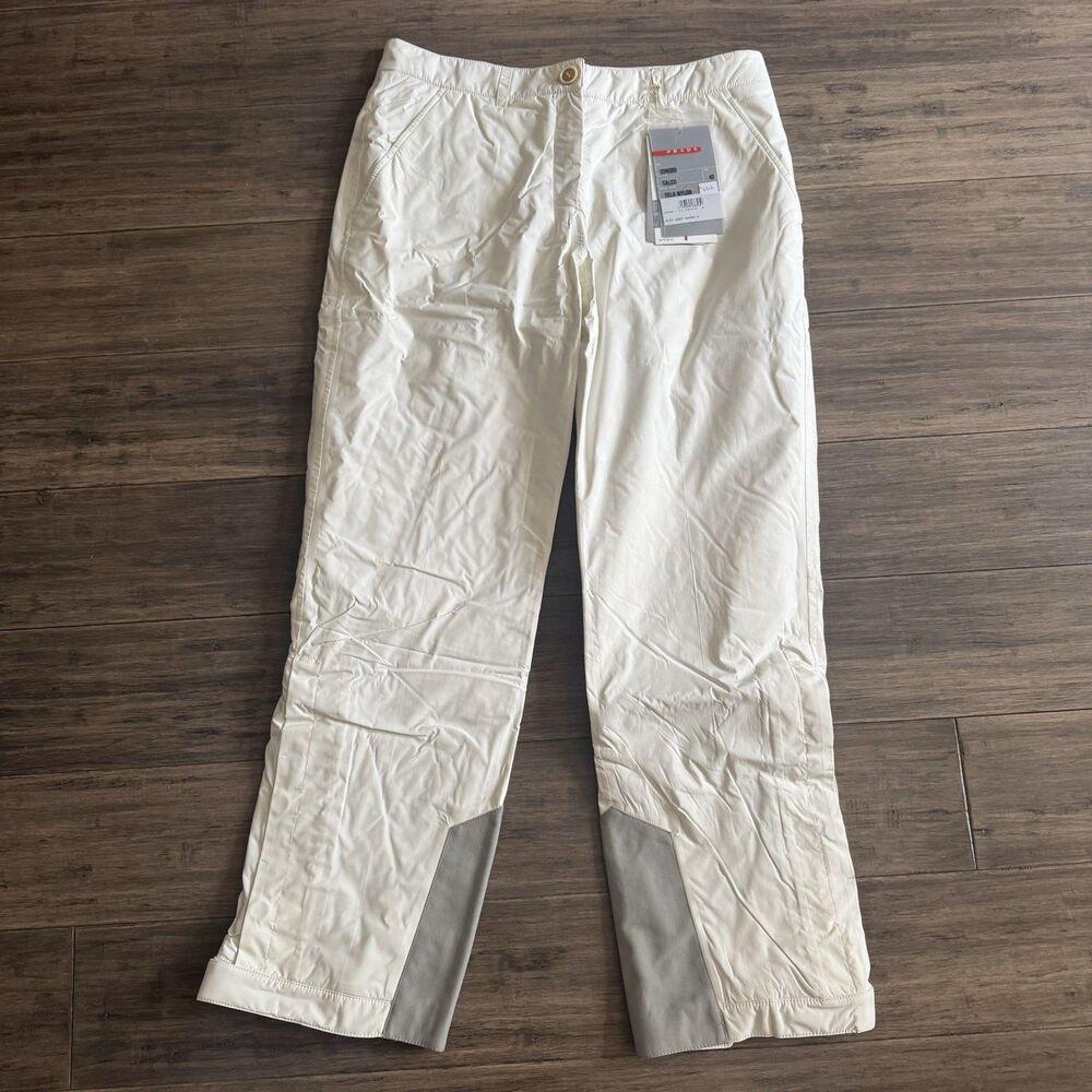 Prada NWT Gore-Tex Recco White Tela Nylon Women Ski Snowboard Pants Size 42 US 6